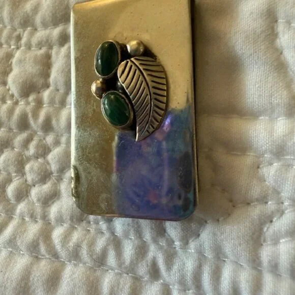 native american jewelry ah navajo money clip with green stone